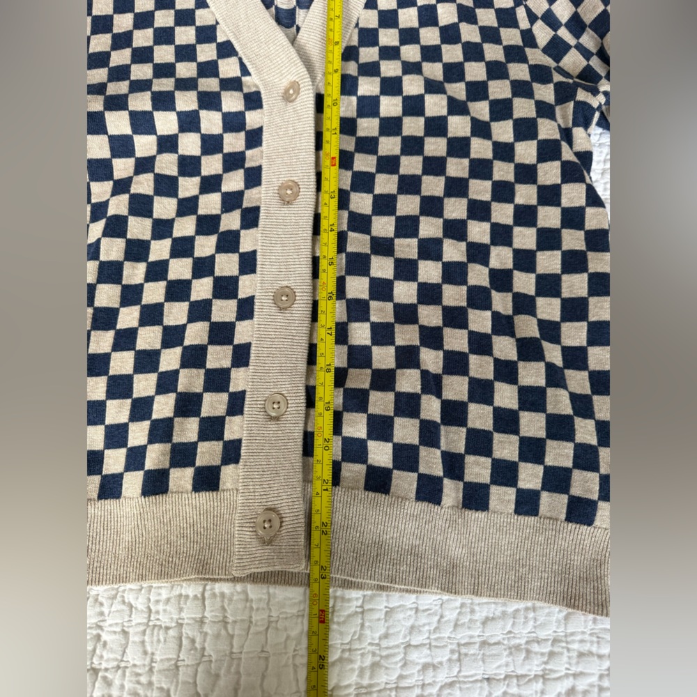 Kule Checkered V-Neck Cardigan Sweater - Picture 4 of 7